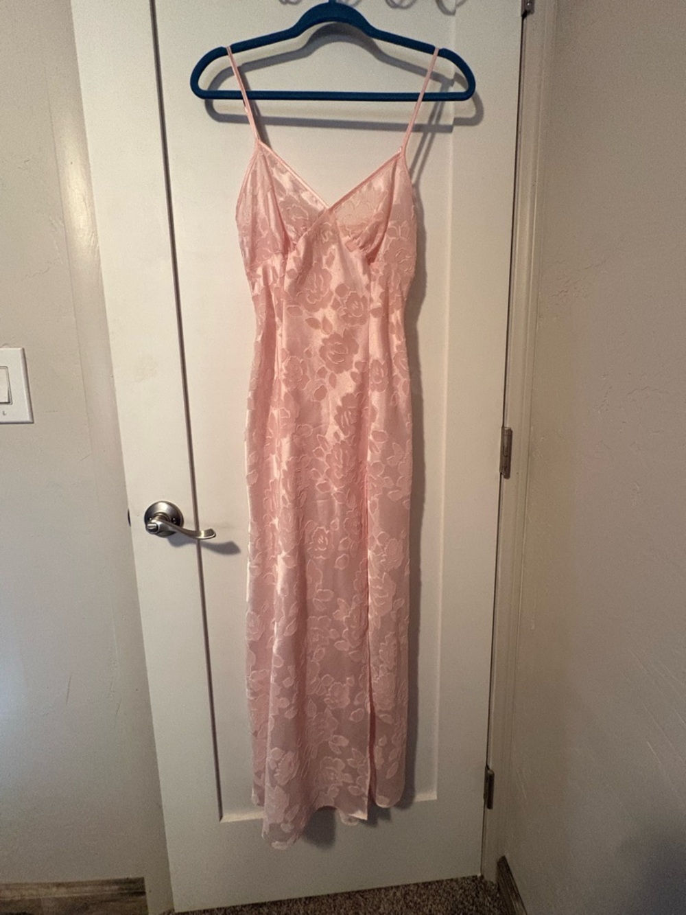 Victoria's Secret Pale Pink Floral Satin Slip Chemise